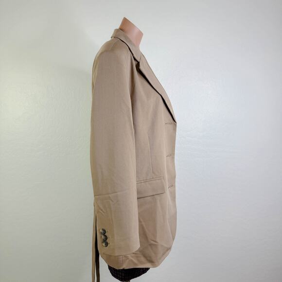 Topshop Belted Tunic Blazer Suit Jacket Tan Office Business Career Size 4 NEW - Picture 7 of 12